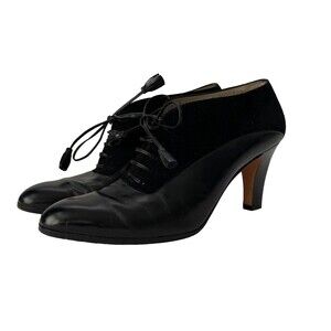 Salvatore Ferragamo Women's 9.5B Black Suede & Leather Booties Shoes Heels